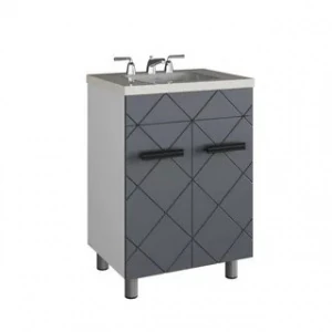 Тумба  Куба 600 (2 двери) графит с умывальником  Quadro 60 GOTA ROCIO