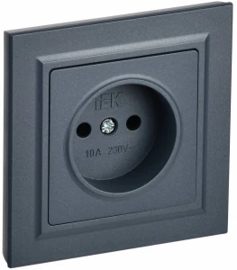 Розетка 1-м 10А без заземл. без защ. шторок в сборе маренго BRITE IEK