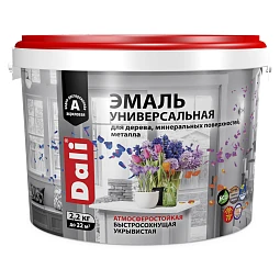 Эмаль акриловая универсальная глянцевая ral 9010-белая 2,2кг DALI