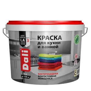 Краска акриловая для кухни и ванной 9л DALI