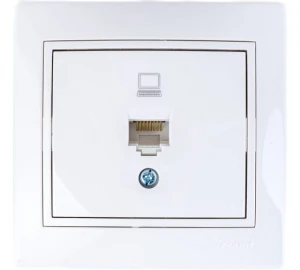 Розетка 1-м СП RJ-45, белая с бел.вставкой MIRA