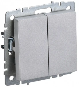 Механизм выключателя 2-кл 10А алюминий BRITE IEK