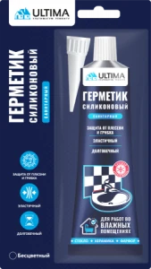 Герметик силиконовый санитарный прозрачный  80мл Ultima S