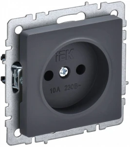 Механизм розетки 10А без заземл. без защ. шторок графит BRITE IEK