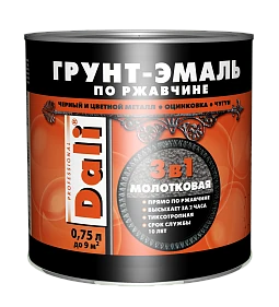 Грунт-эмаль 3в1 молотковая по ржавчине золотистый 0,75л DALI